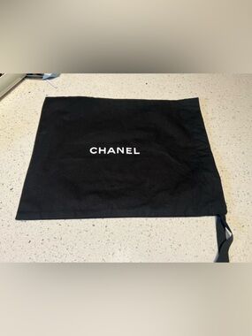 CHANEL Black Drawstring Logo dustbag 11 x 13